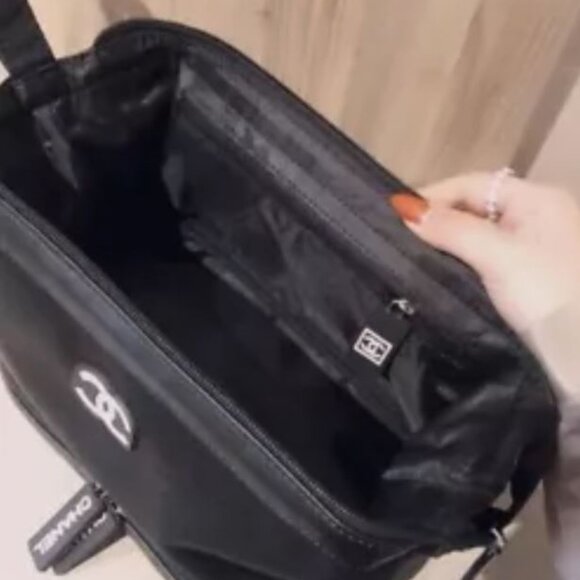 Brand New Chanel Black Nylon Large Makeup Bag/Pouch/Clutch with Wrist St… - Picture 6 of 13